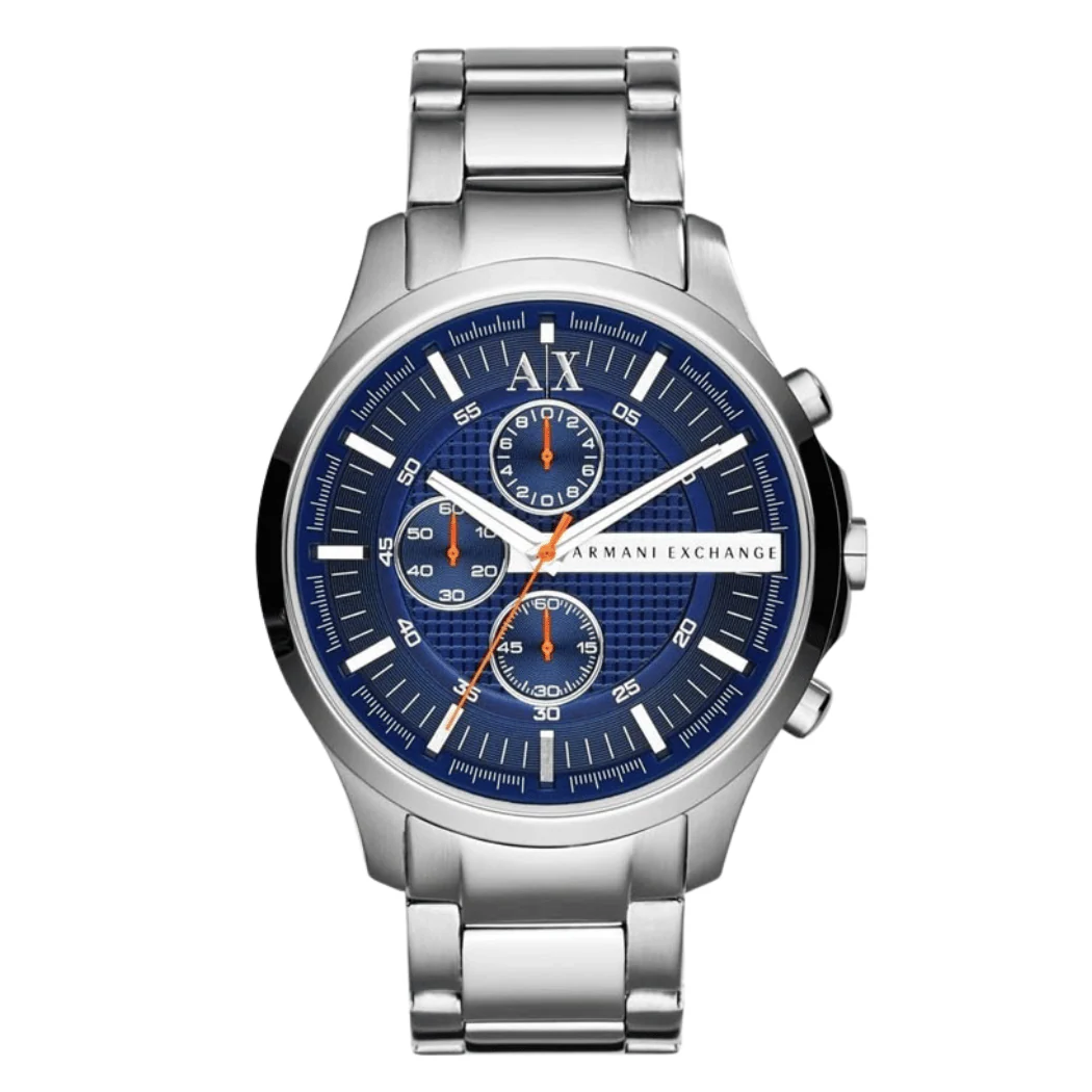 Armani Exchange Silver Stainless Steel Blue Dial Chronograph Quartz Watch for Gents - AX2155