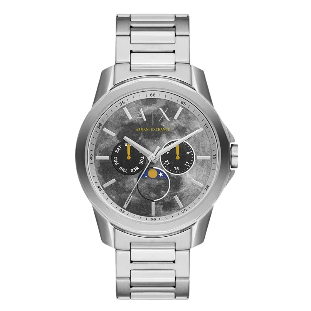 Armani Exchange Spencer Silver Stainless Steel Grey Dial Quartz Watch for Gents - AX-1736