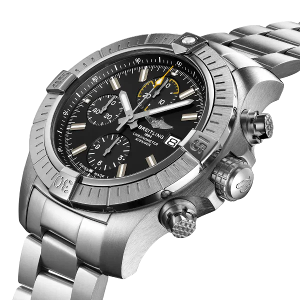 Breitling Avenger Silver Stainless Steel Black Dial Chronograph Automatic Watch for Gents - A13317101B1A1 - Image 2