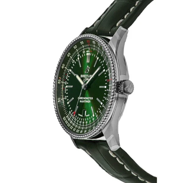 Breitling Navitimer Green Leather Strap Green Dial Automatic Watch for Gents - A17326361L1P1 - Image 3