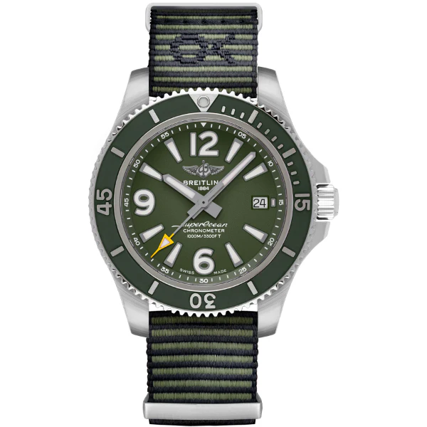 Breitling Superocean Green Nato Strap Green Dial Automatic Watch for Gents - A17367A11L1W1 - Image 2
