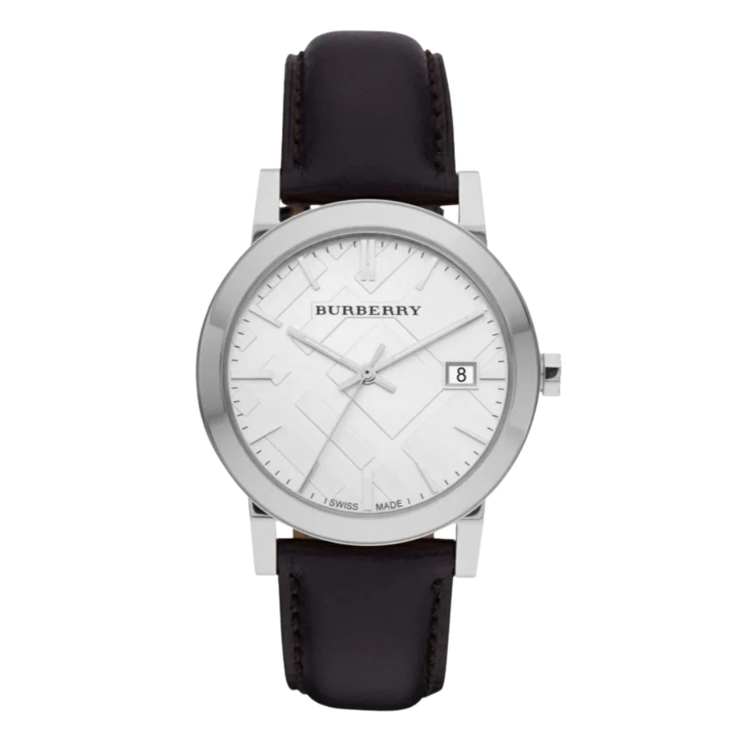 Burberry Black Leather Strap silver Dial Quartz Watch for Gents - BU9008