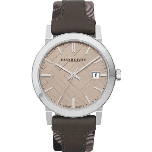 Burberry Brown Leather Strap Beige Dial Quartz Watch for Gents - BU9020
