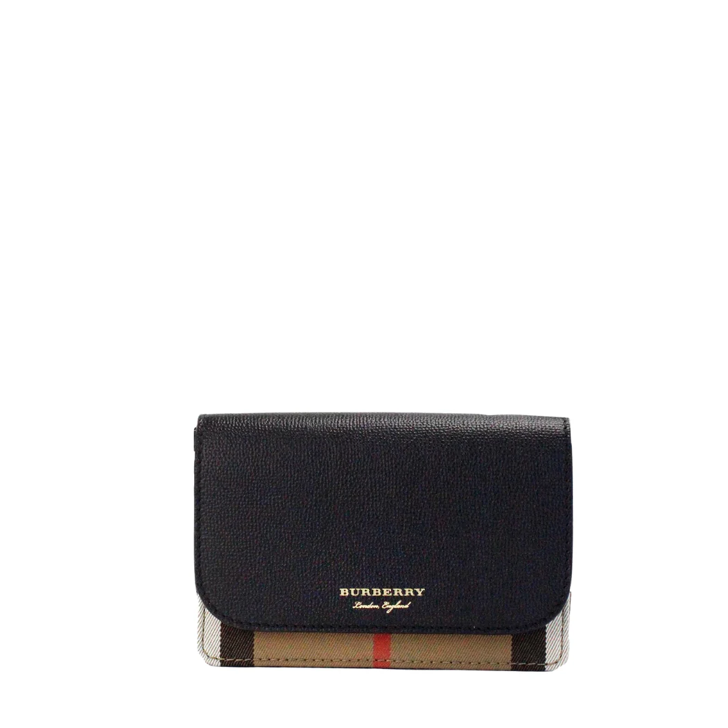 BURBERRY Crossbody Bag β Black | Hampshire Small Leather & Check Design β Timeless & Sleek