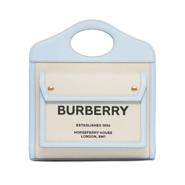 Burberry Mini Two-tone Canvas and Leather Pocket Bag 8034931 Blue