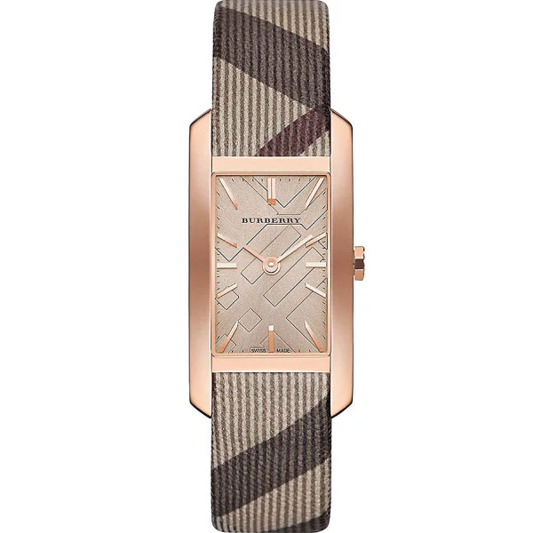 Burberry Multicolor Leather Strap Rose Gold Dial Quartz Watch for Ladies - BU9408