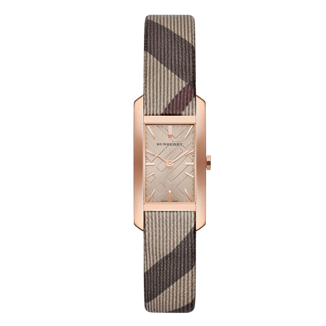 Burberry Multicolor Leather Strap Rose Gold Dial Quartz Watch for Ladies - BU9510
