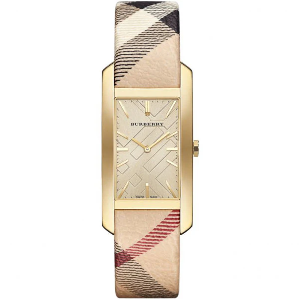 Burberry Pioneer Multicolor Leather Strap Gold Dial Quartz Watch for Ladies - BU9407