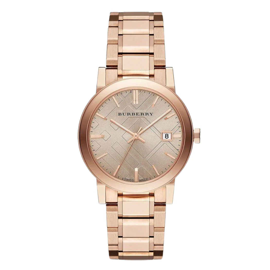 Burberry Rose Gold Stainless Steel Rose Gold Dial Quartz Watch for Ladies - BU9034