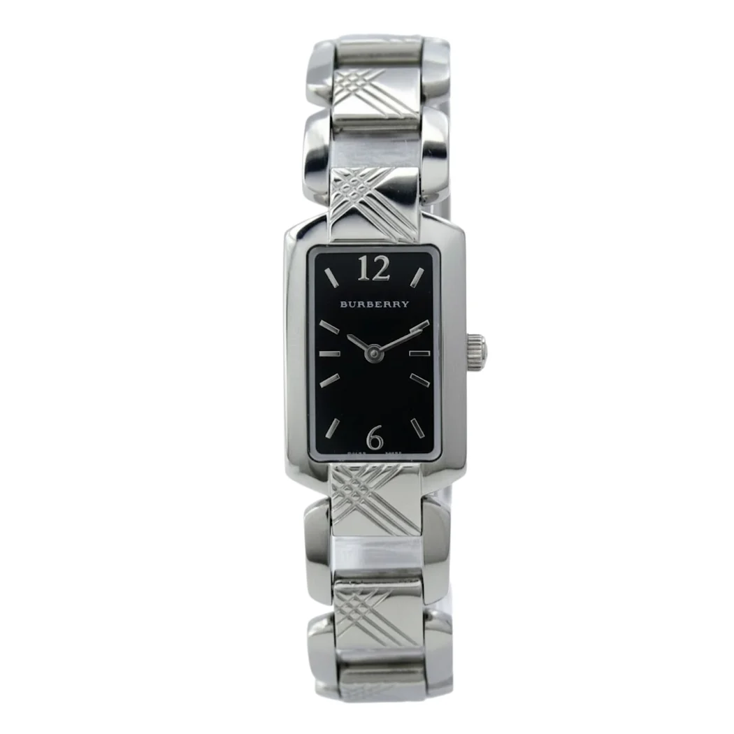 Burberry Silver Stainless Steel Black Dial Quartz Watch for Ladies - BU4210