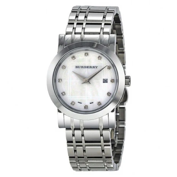 Burberry Silver Stainless Steel Mother of pearl Dial Quartz Watch for Ladies - BU1307