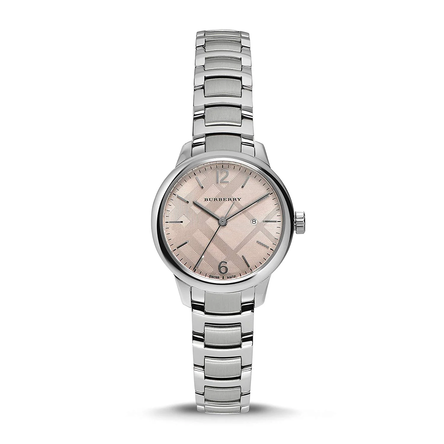 Burberry Silver Stainless Steel Pink Dial Quartz Watch for Ladies - BU10111