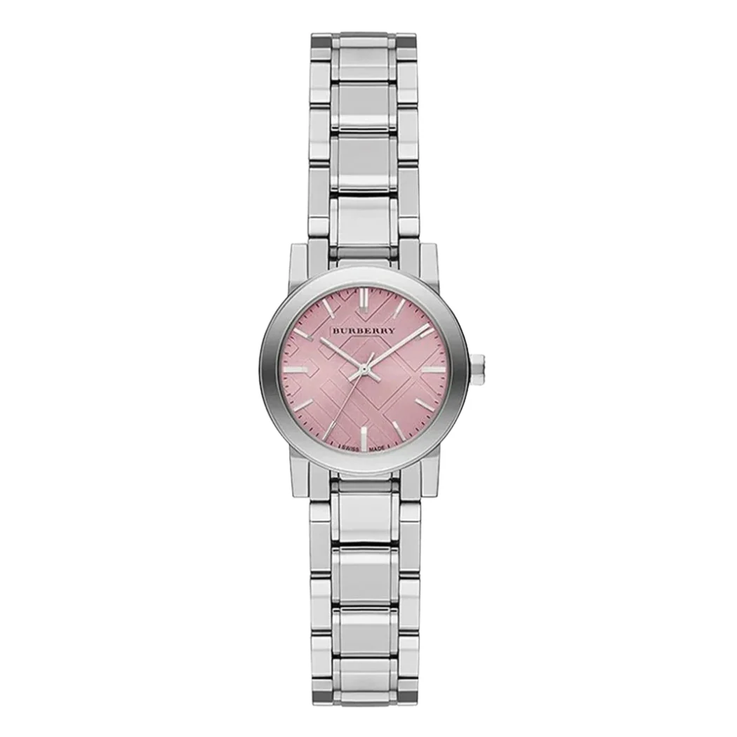 Burberry Silver Stainless Steel Pink Dial Quartz Watch for Ladies - BU9231