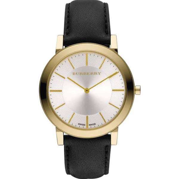 Burberry Slim Black Leather Strap White Dial Quartz Watch for Gents - BU2353