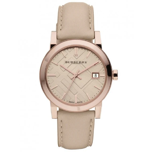 Burberry The City Beige Leather Strap Beige Dial Quartz Watch for Ladies - BU9109
