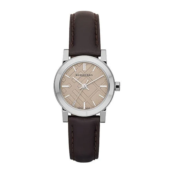 Burberry The City Black Leather Strap Brown Dial Quartz Watch for Ladies - BU9208