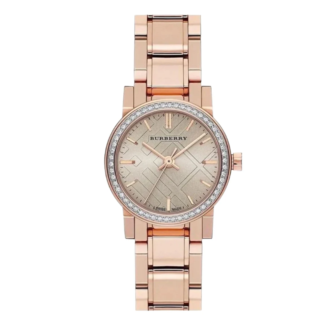 Burberry The City Diamond Rose Gold Stainless Steel Gold Dial Quartz Watch for Gents - BU9225