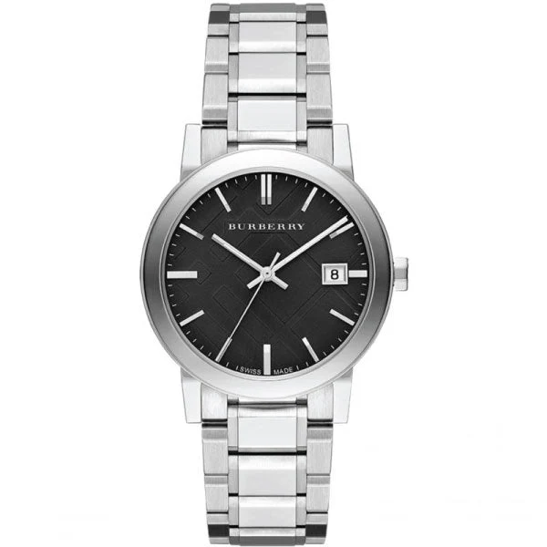 Burberry The City Silver Stainless Steel Black Dial Quartz Watch for Gents - BU9001 - Image 2