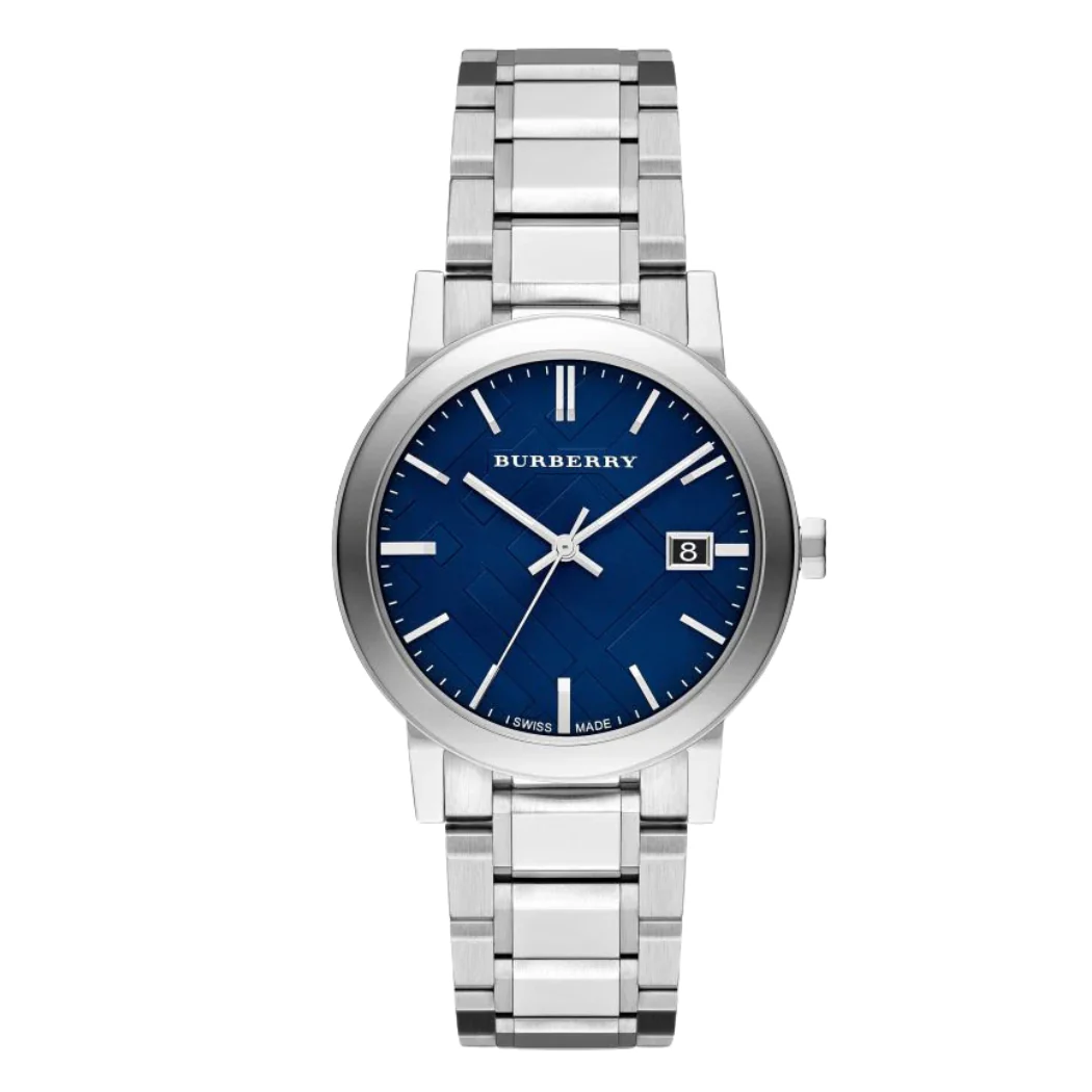 Burberry The City Silver Stainless Steel Blue Dial Quartz Watch for Gents - BU9031