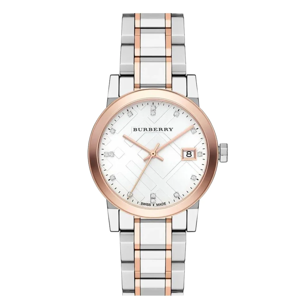 Burberry The City Two-tone Stainless Steel White Dial Quartz Watch for Ladies - BU9127
