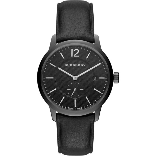 Burberry The Classic Black Leather Strap Black Dial Quartz Watch for Gents - BU10003 - Image 2