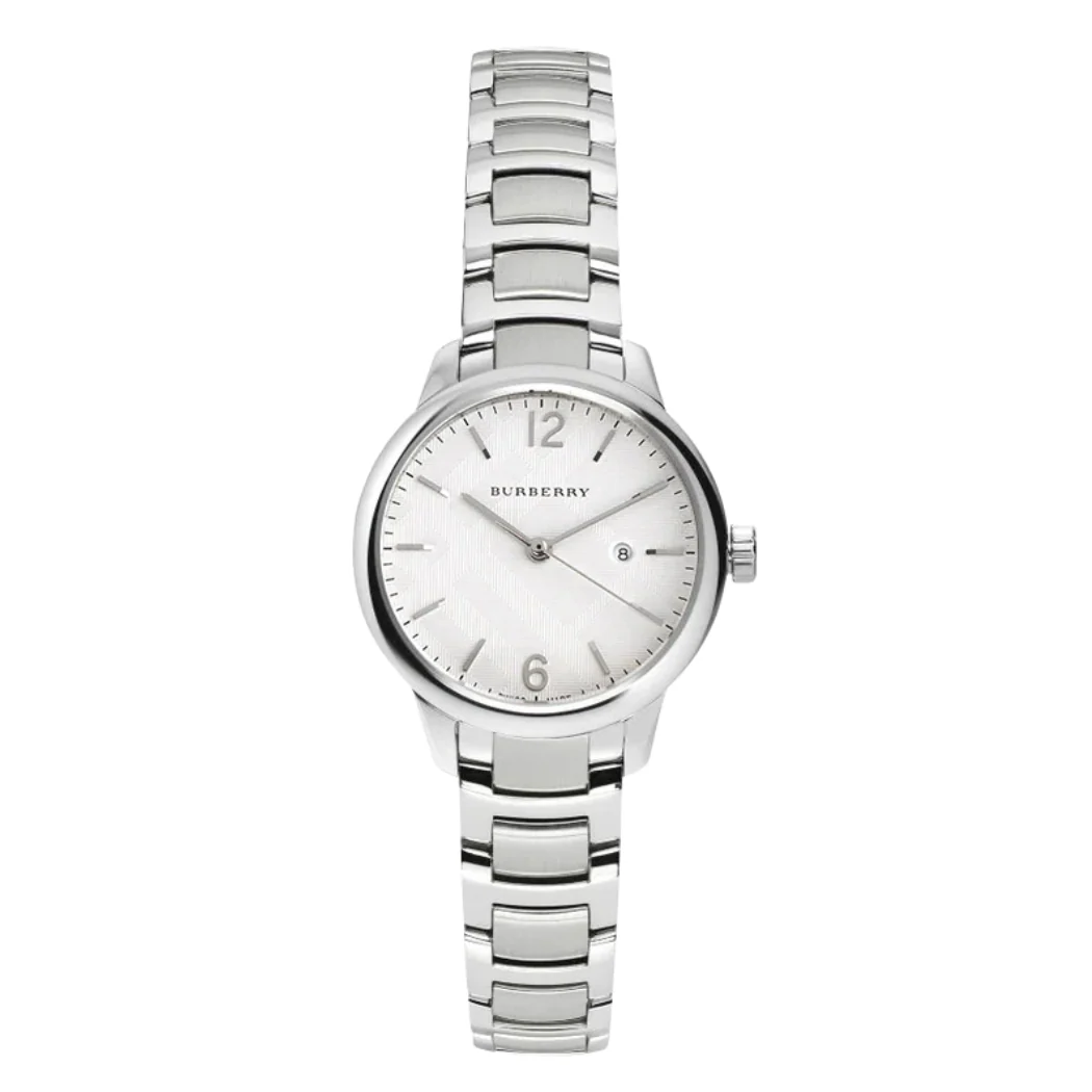 Burberry The Classic Silver Stainless Steel Silver Dial Quartz Watch for Ladies - BU10108