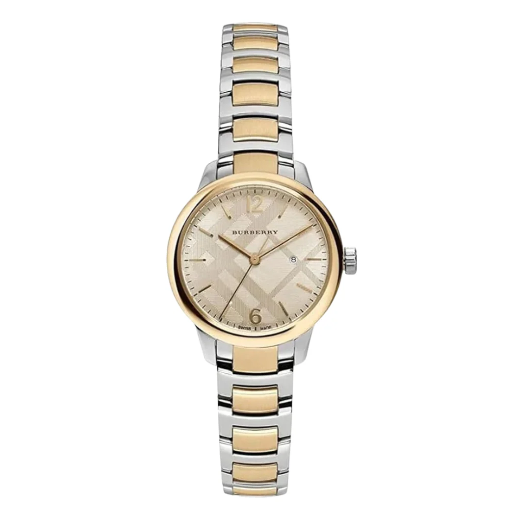 Burberry The Classic Two-tone Stainless Steel Gold Dial Quartz Watch for Ladies - BU10118