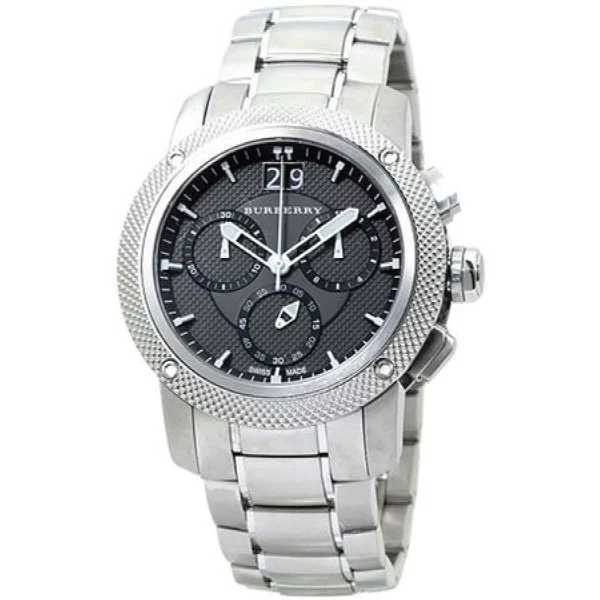 Burberry Utilitarian Silver Stainless Steel Black Dial Chronograph Quartz Watch for Gents - BU9800