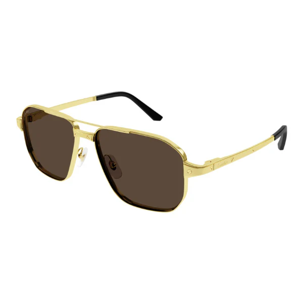 Cartier Santos Gold Brown Polarized Pilot Sunglasses – CT0424S 003 XL (59-15-140) CAT 3P