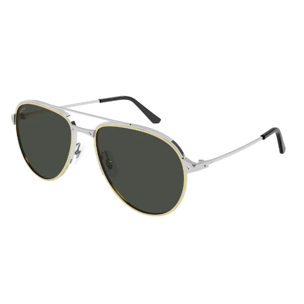 Cartier Santos Silver Green Pilot Sunglasses – CT0325S 005 (59-19-145) CAT 3