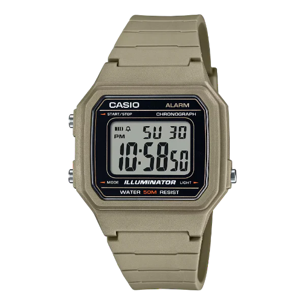 Casio Beige Resin Strap Black Dial Quartz Watch for Gents - W-217H-5AVDF