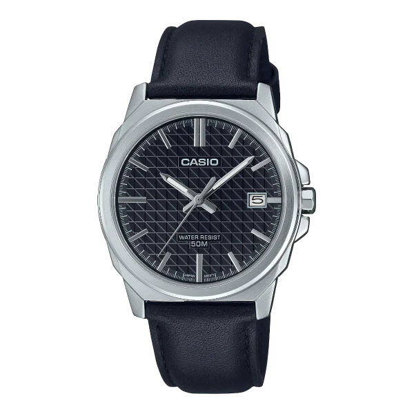 Casio Black Leather Strap Black Dial Quartz Watch for Gents - MTP-E720L-1AVDF