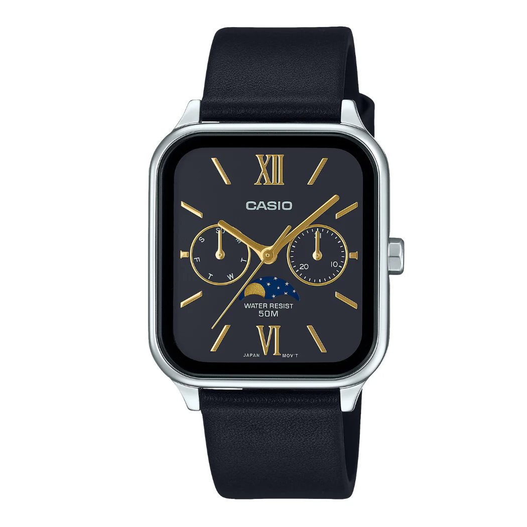 Casio Black Leather Strap Black Dial Quartz Watch for Gents - MTP-M305L-1A2VDF