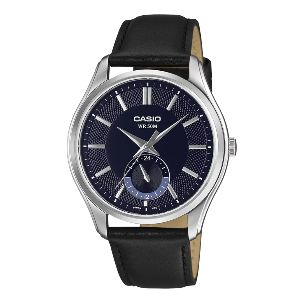 Casio Black Leather Strap Blue Dial Quartz Watch for Gents - MTP-B315L-2AVDF
