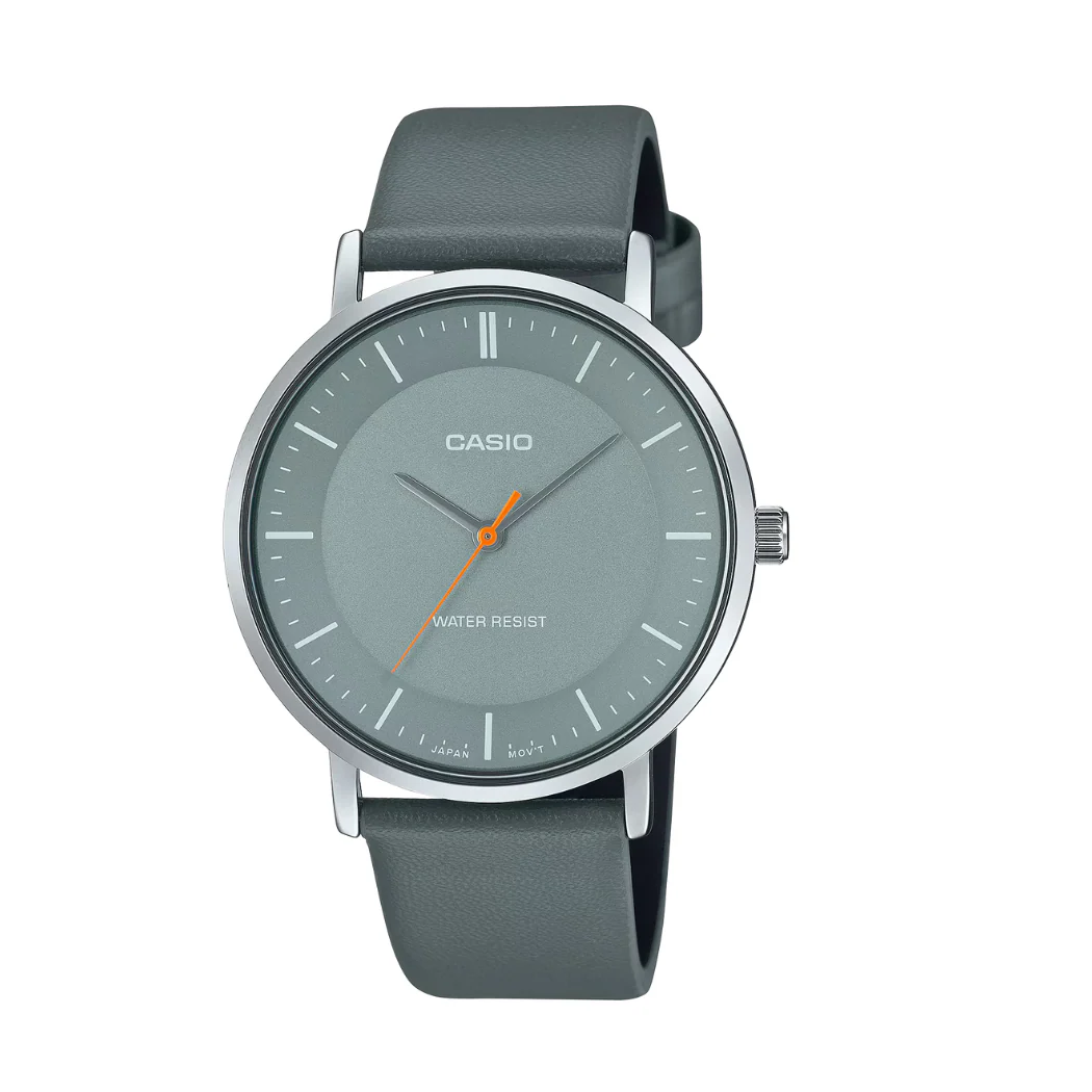 Casio Black Leather Strap Grey Analog Quartz Watch for Men – MTP-VT04L-8EDF