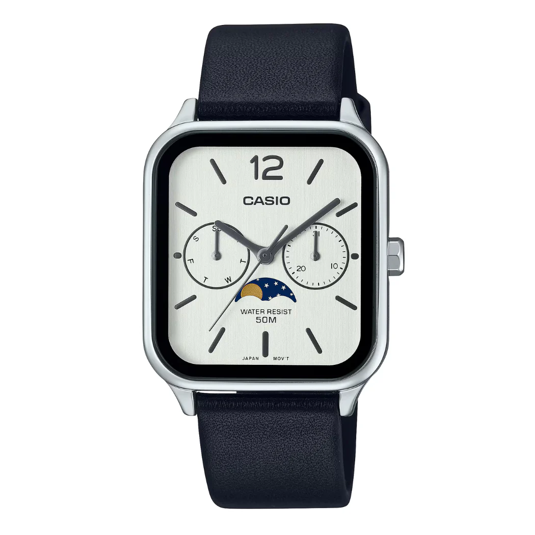 Casio Black Leather Strap White Dial Quartz Watch for Gents - CASIO MTP-M305L-7AVDF