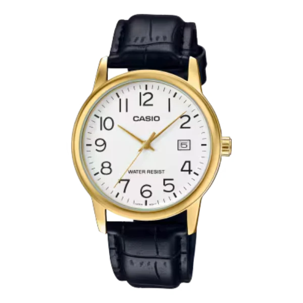 Casio Black Leather Strap White Dial Quartz Watch for Gents - MTP-V002GL-7B2UDF
