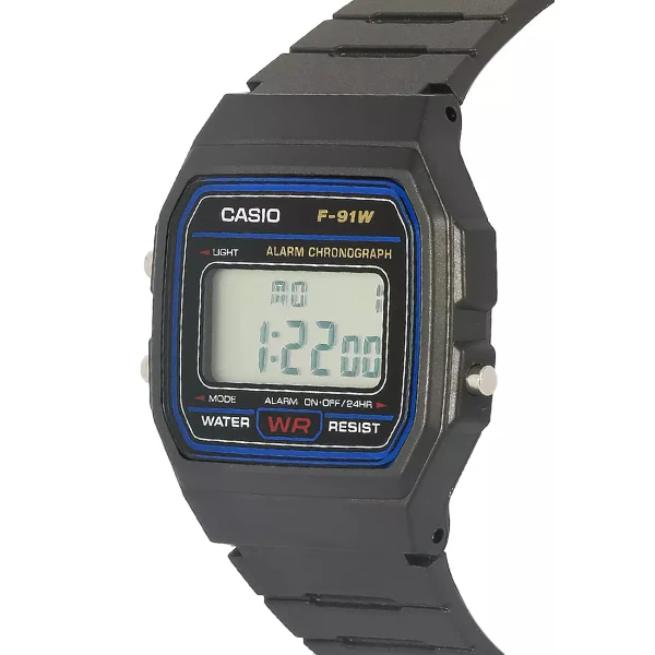 Casio Black Resin Band Grey Dial Digital Watch for Gents - F-91W-1DG - Image 2