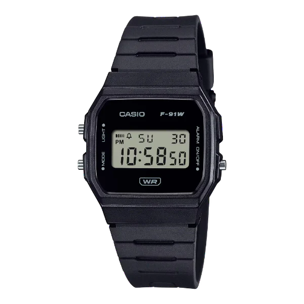 Casio Black Resin Strap Black Dial Quartz Watch for Gents - F-91WB-1ADF