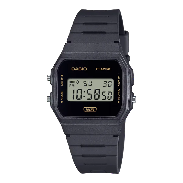 Casio Black Resin Strap Black Dial Quartz Watch for Gents - F-91WB-8ADF