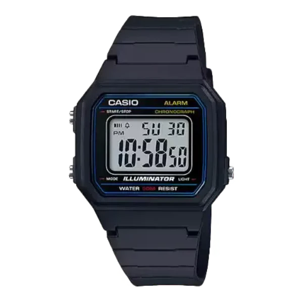 Casio Black Resin Strap Black Dial Quartz Watch for Gents - W-217H-1AVDF