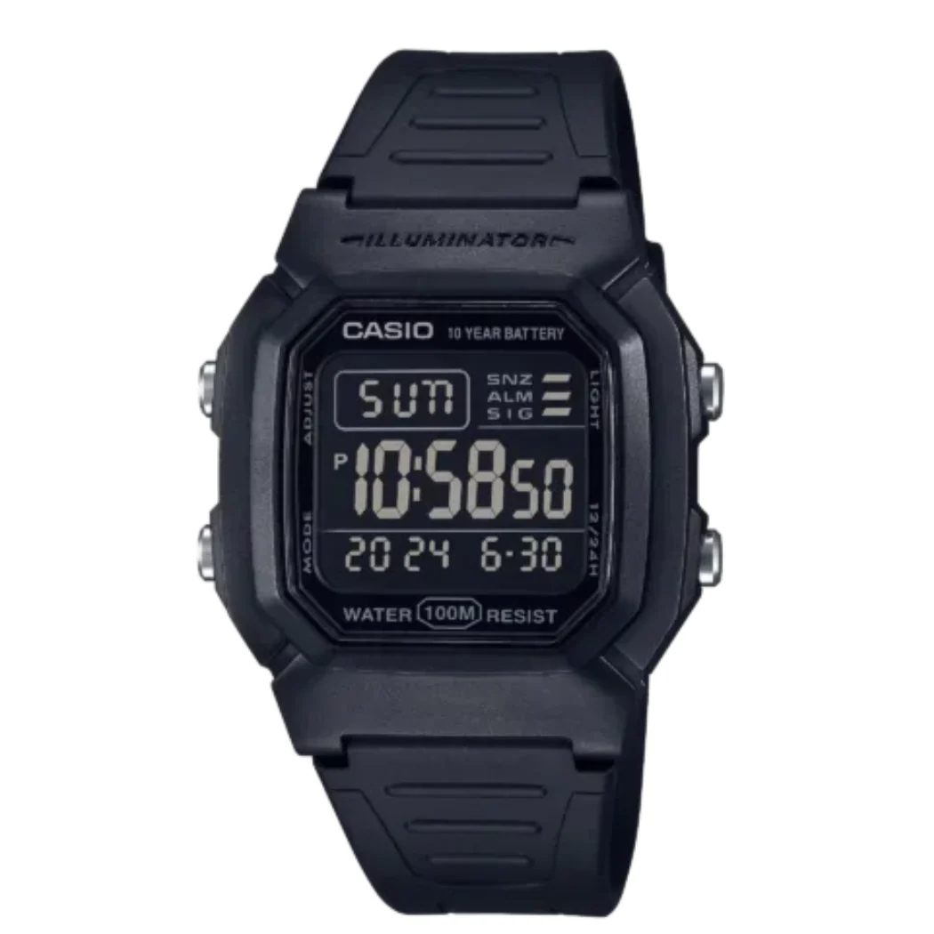Casio Black Resin Strap Black Dial Digital Quartz Watch for Men – W‑800H‑1BVDF