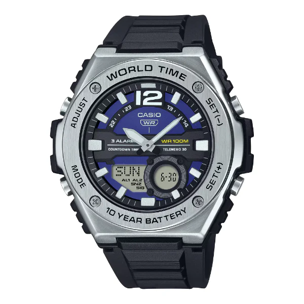 Casio Black Resin Strap Purple Dial Quartz Watch for Gents - MWQ-100-2AVDF