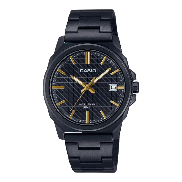 Casio Black Stainless Steel Black Dial Quartz Watch for Gents - MTP-E720B-1AVDF