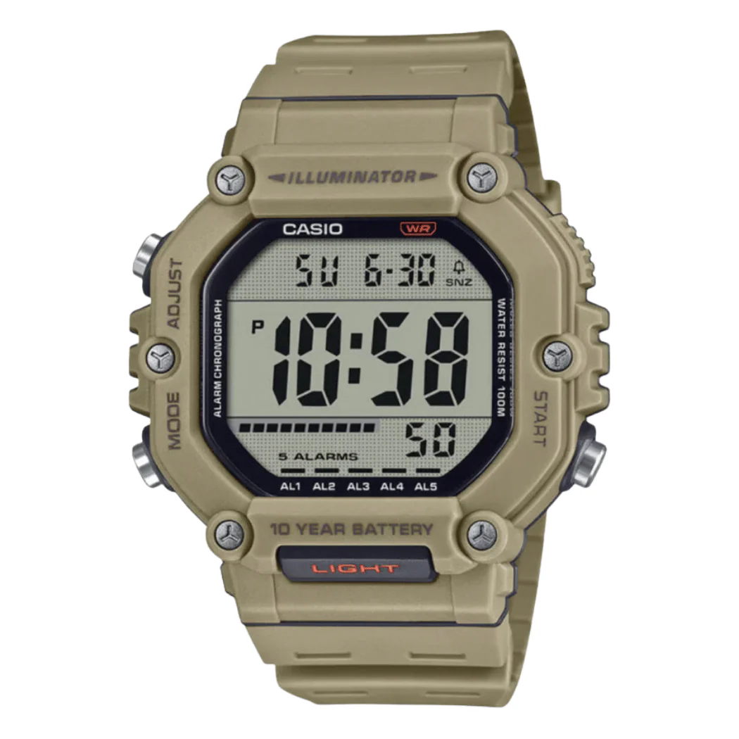 Casio Brown Resin Strap Black Dial Digital Quartz Watch for Men – AE‑1600H‑5AVDF