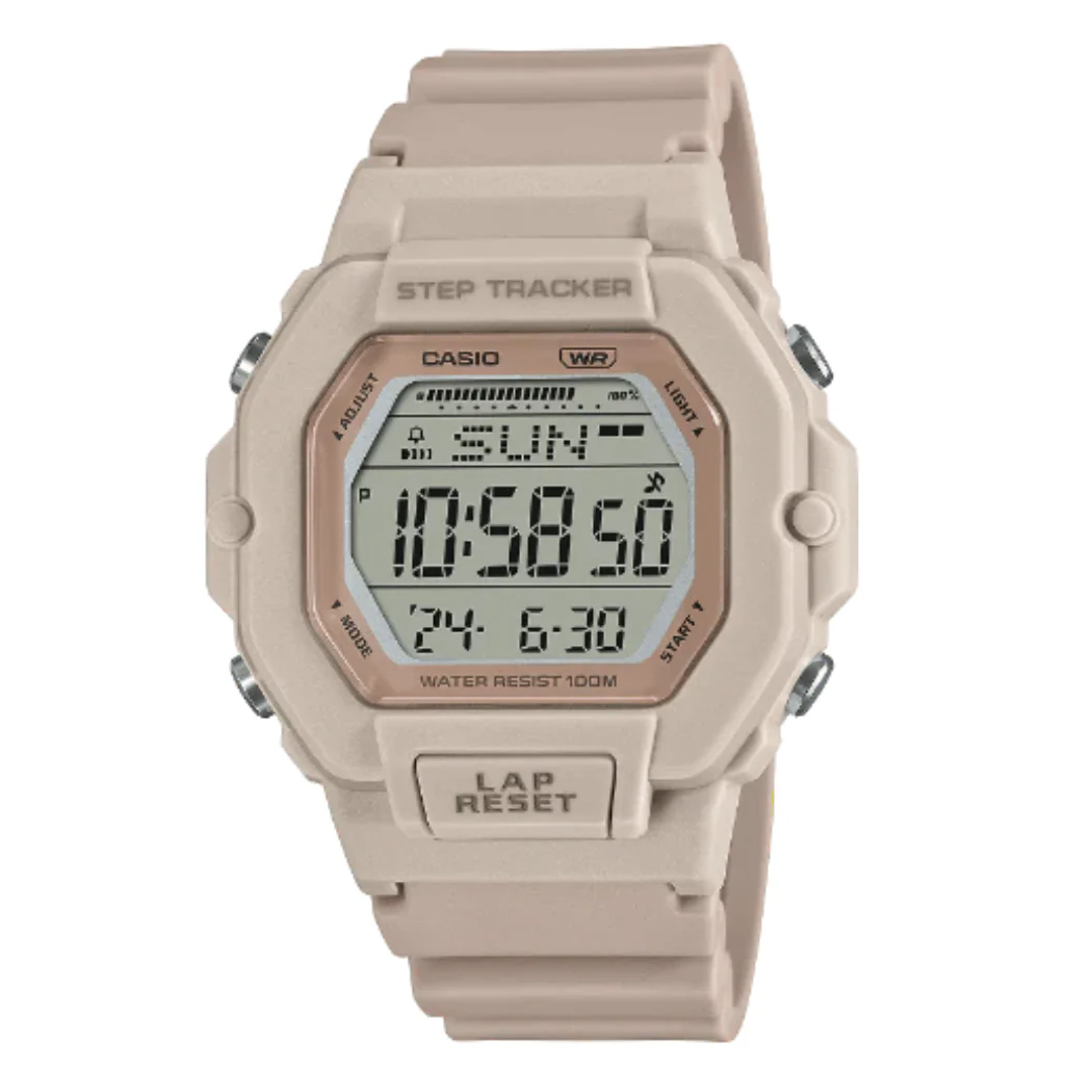 Casio Cream Resin Strap Black Dial Quartz Watch for Ladies - LWS-2200H-4AVDF