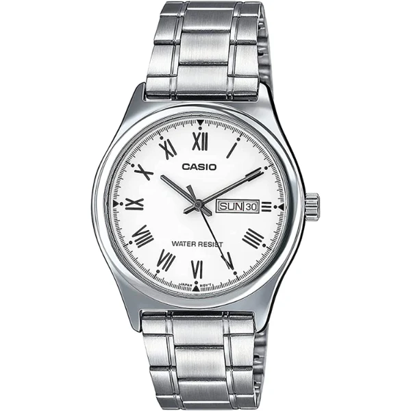Casio Enticer Silver Stainless Steel White Dial Quartz Watch for Gents - MTP--V006D-7BUDF
