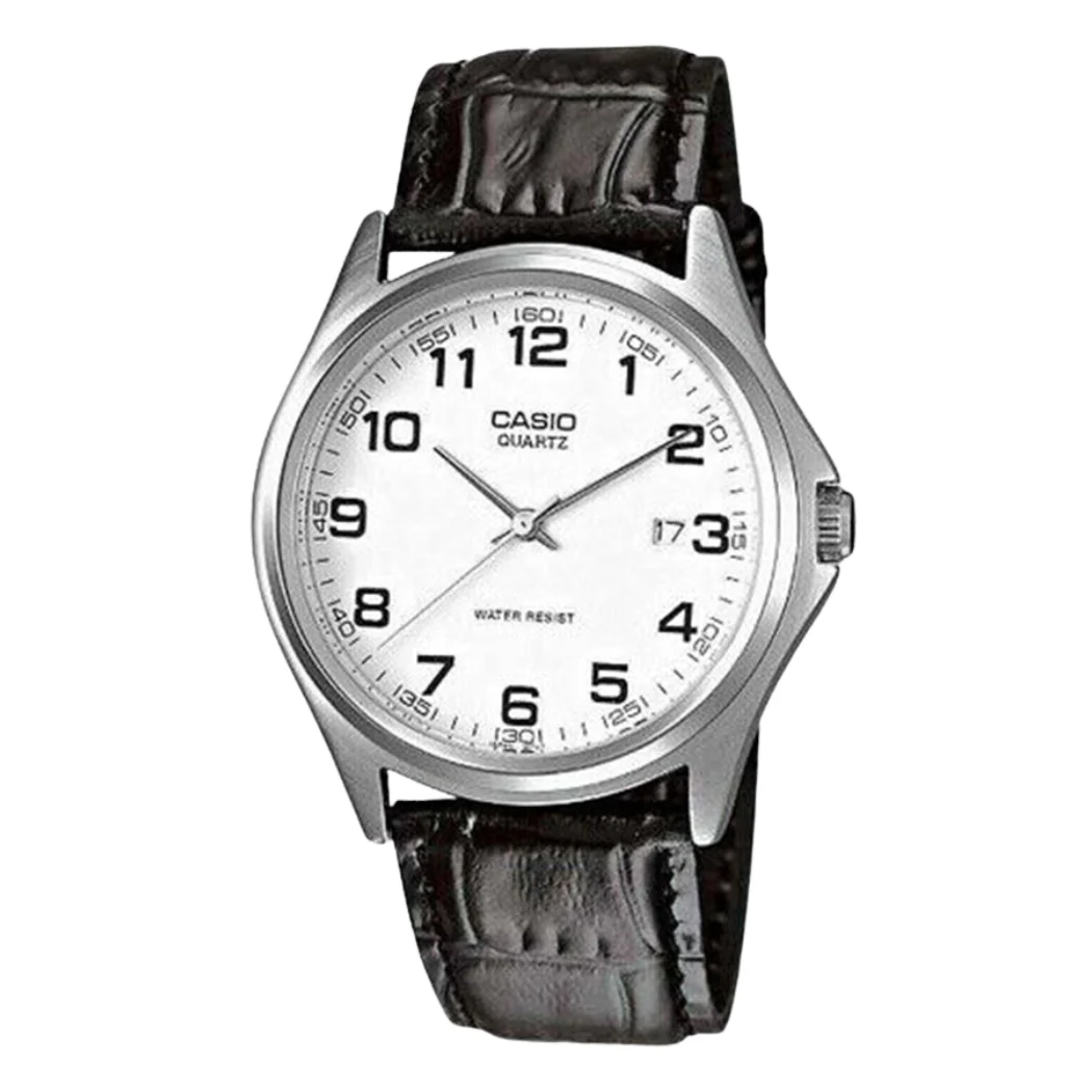 Casio General Brown Leather Strap White Dial Quartz Watch for Gents - MTP-1183E-7BDF