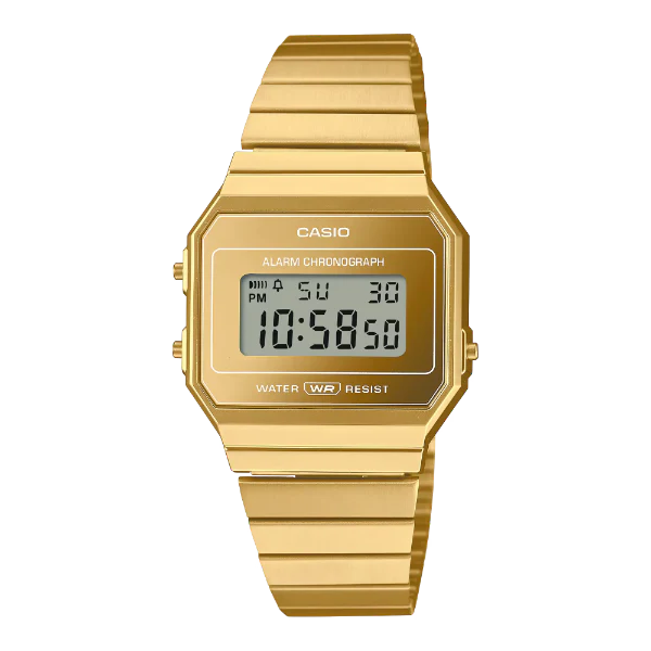 Casio Gold Stainless Steel Black Dial Quartz Watch for Gents - A700-WEVG-9ADF