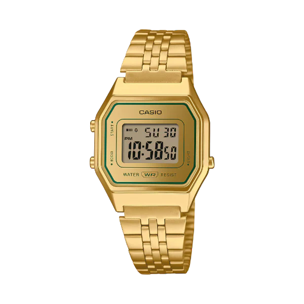 Casio Gold Stainless Steel Black Dial Quartz Watch for Ladies- LA-680WEGV-9ADF